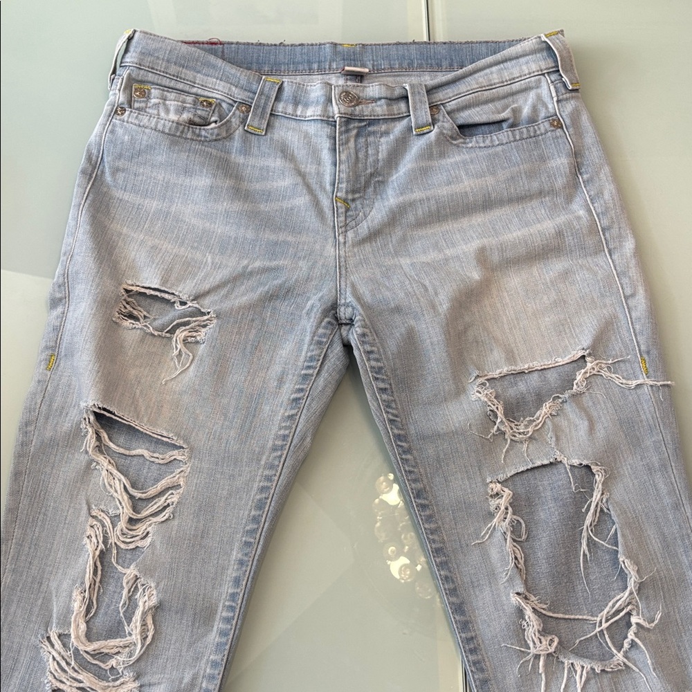 True Religion Distressed Light Blue Women's Jeans 31